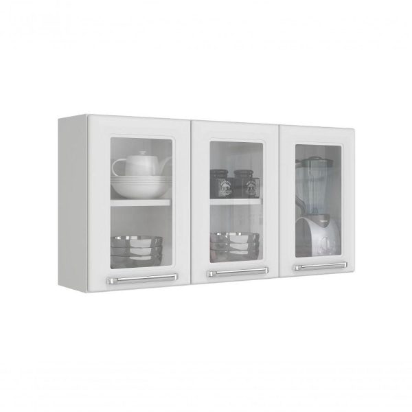 Armário Aéreo de Aço Luce 3 Portas com Vidro 105cm - Itatiaia - Imagem 2