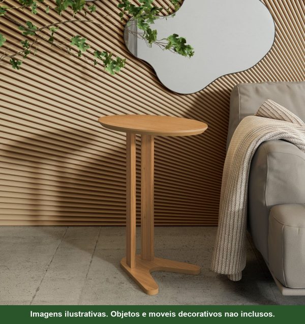 Mesa Auxiliar Oval 60cm Dalla Costa - Freijó - Imagem 2