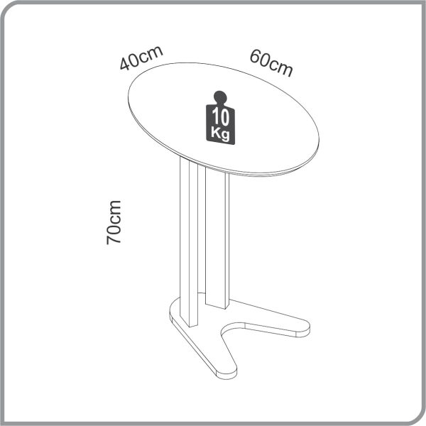 Mesa Auxiliar Oval 60cm Dalla Costa - Freijó - Imagem 3